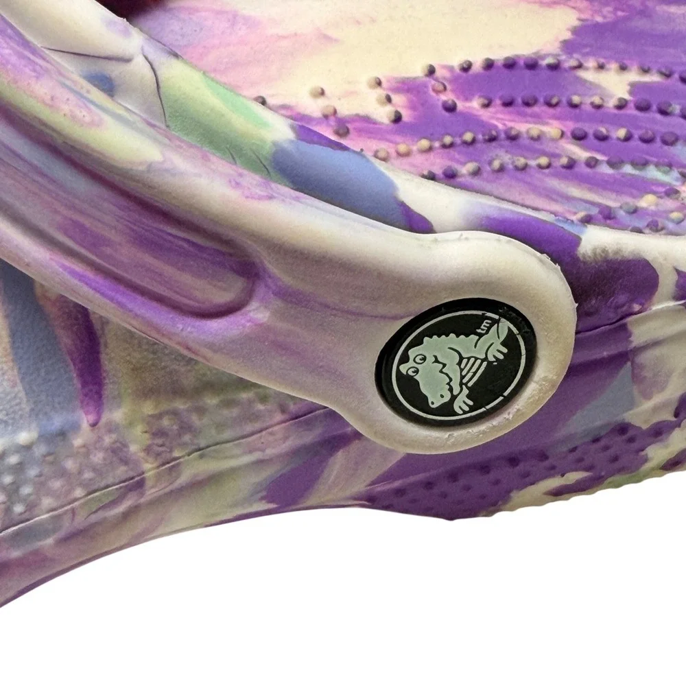 Crocs Classic Marbled Tie Dye Clogs J5 Big Kids Lavender Purple Y2K Fairycore